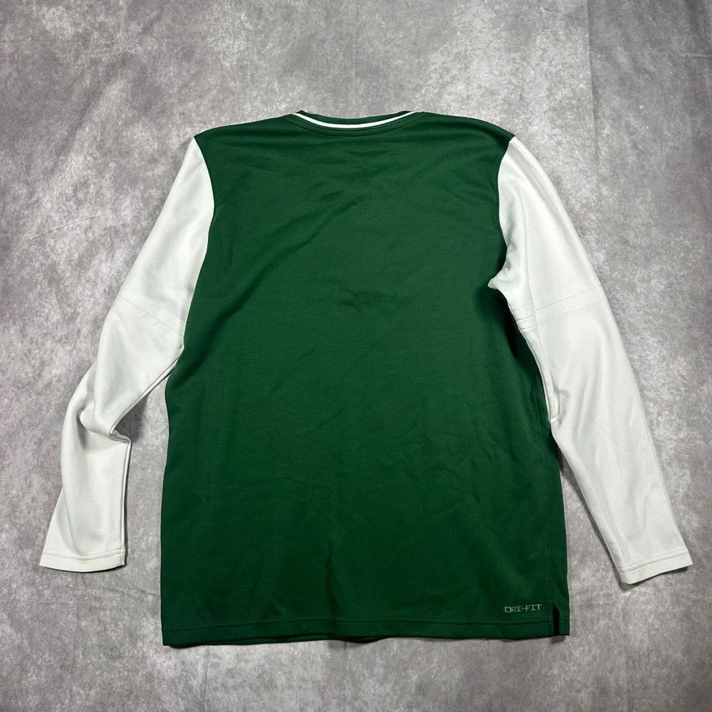 Jordan Mens L Green White Husky Logo Dri-FIT 1/4 Zip Pullover Jacket Shirt Large